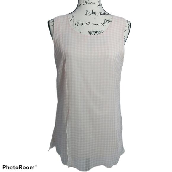 Melissa Paige Peach Gingham Sleeveless Top Size M - Picture 1 of 11